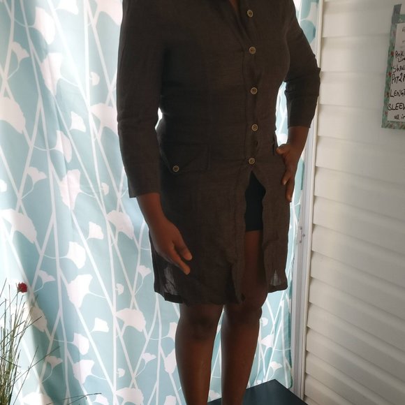 Olsen Europe Womens Designer Made in Poland Linen shirt Dress us6 - Picture 6 of 7